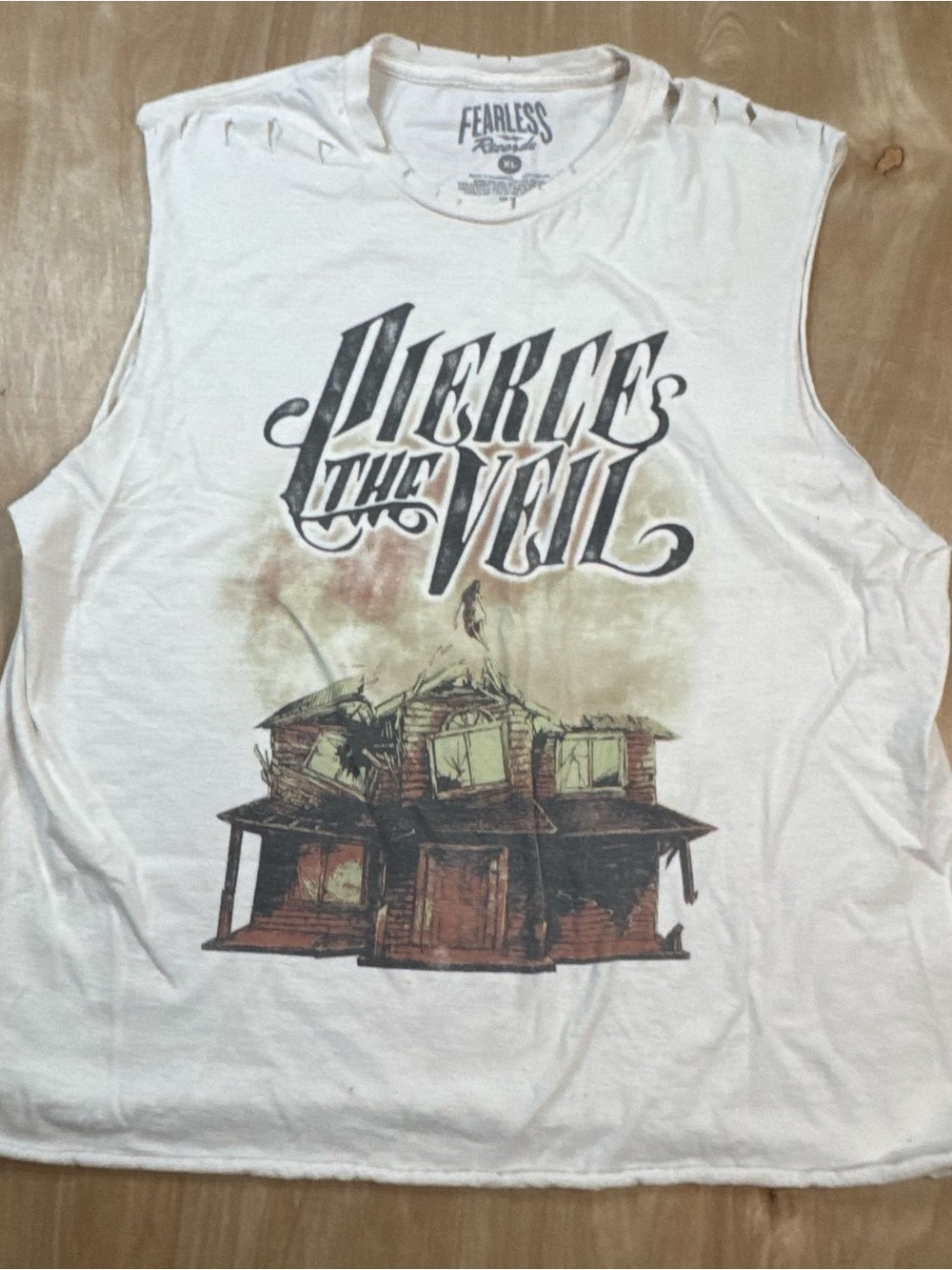 Pierce The Veil Mens White Sleeveless Graphic Logo Shirt Size XL